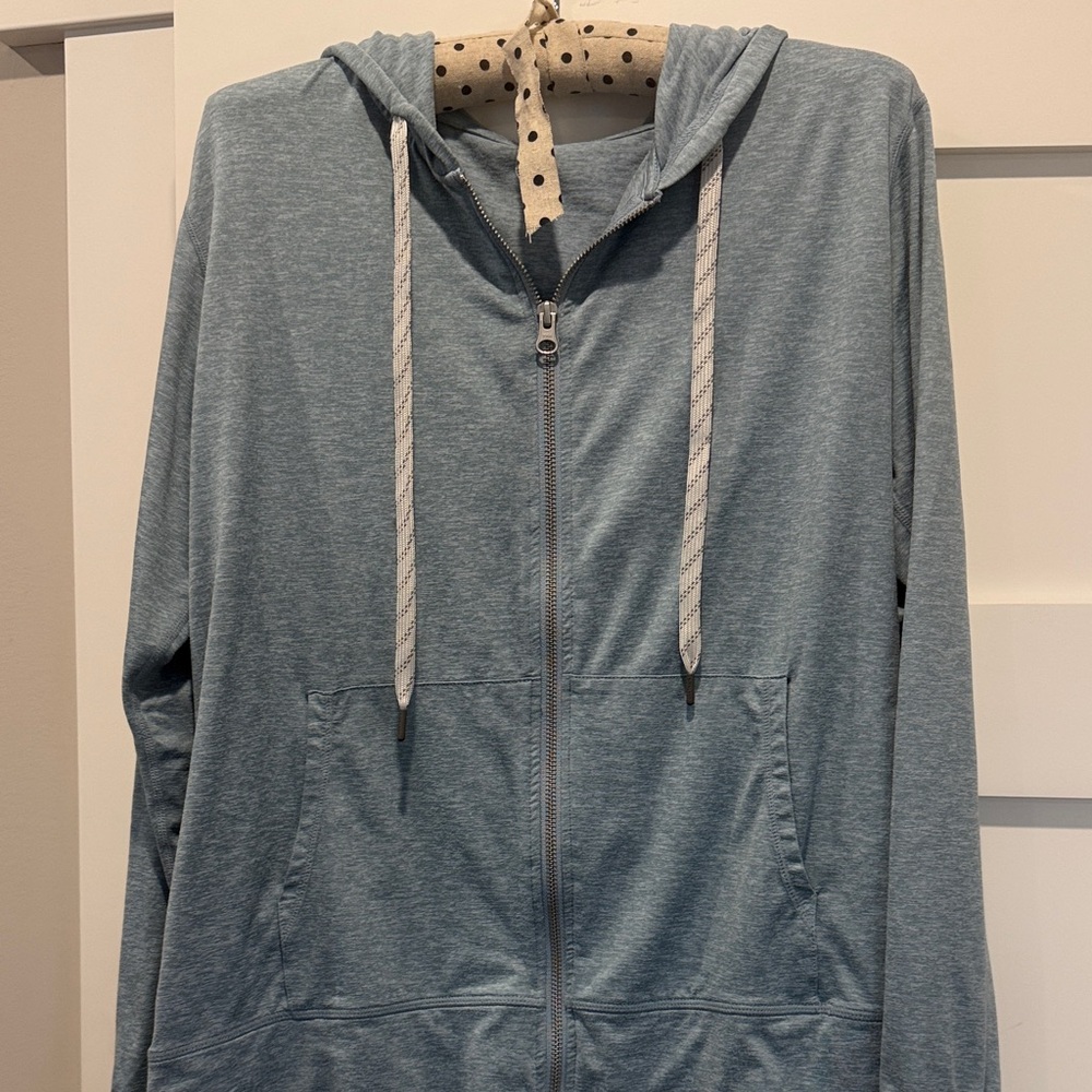 Kirkland Signature Light Blue Women's Zip Hoodie with Hood and Drawstrings